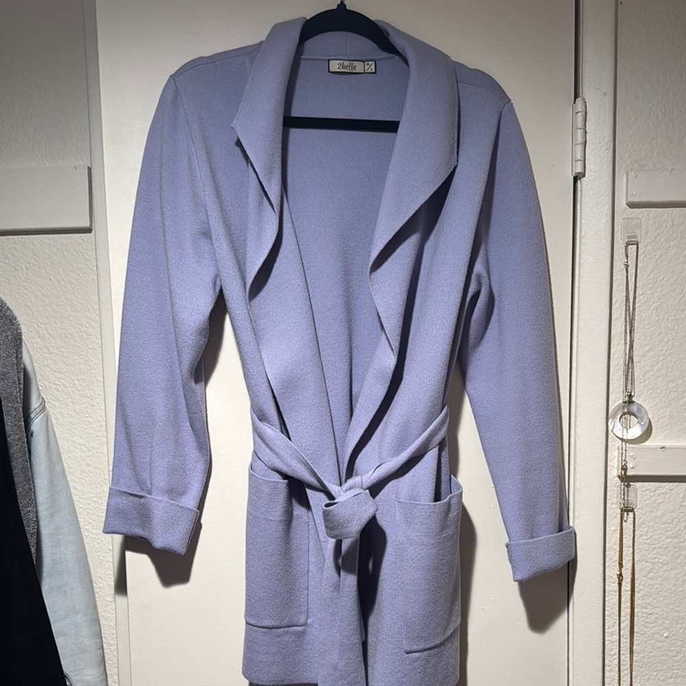 Lavender Belted Cardigan